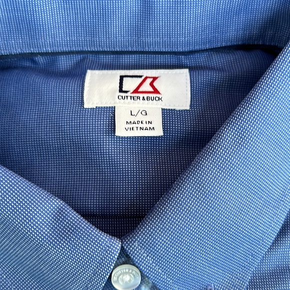 Cutter & Buck Men's Wrinkle Resistant Stretch Long Sleeve Button Navy Shirt L - Picture 2 of 2